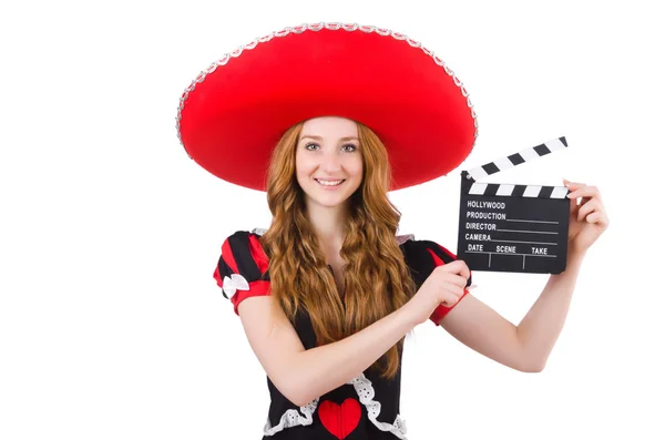 Mexican woman with movie clapboard — Stock Photo, Image