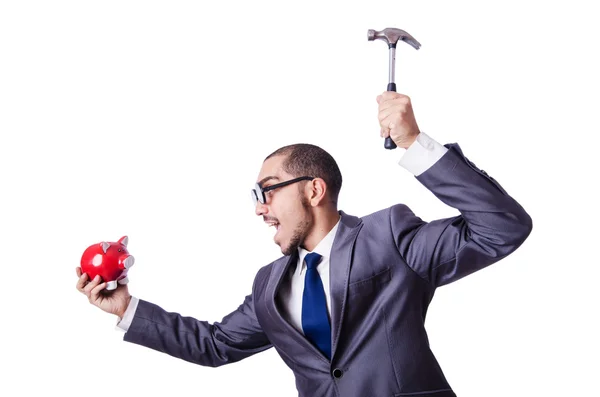 El hombre con Piggybank — Foto de Stock