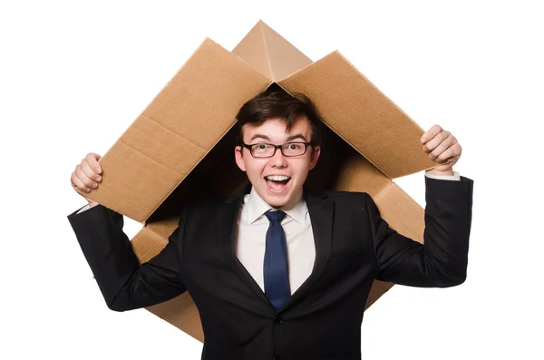 Mann mit Schachtel — Stockfoto
