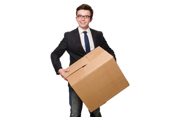Muž s krabicí — Stock fotografie