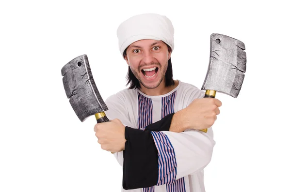 Arab man with axes white — Stock Fotó