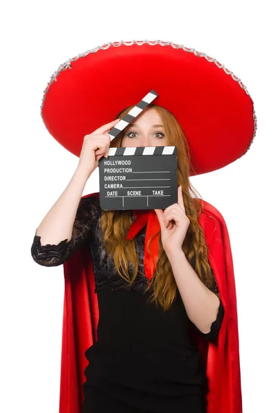 Mujer mexicana con tablero de cine —  Fotos de Stock