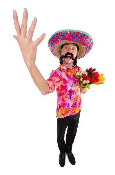Meksykanin z kwiatami — Zdjęcie stockowe