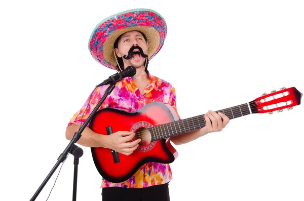 Mexikaner mit Gitarre und Mikrofon — Stockfoto