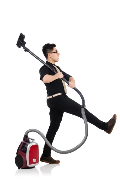 Man with vacuum cleaner — Stock Photo, Image