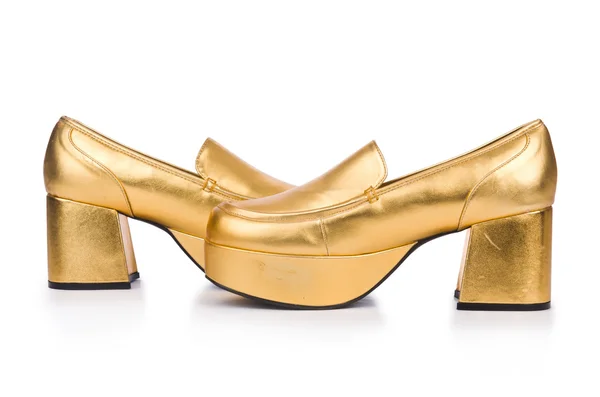 Golden woman shoes — Stock Photo, Image