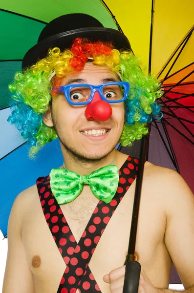 Clown met paraplu — Stockfoto