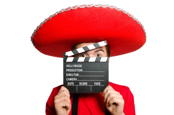 Mexicano com placa de filme — Fotografia de Stock