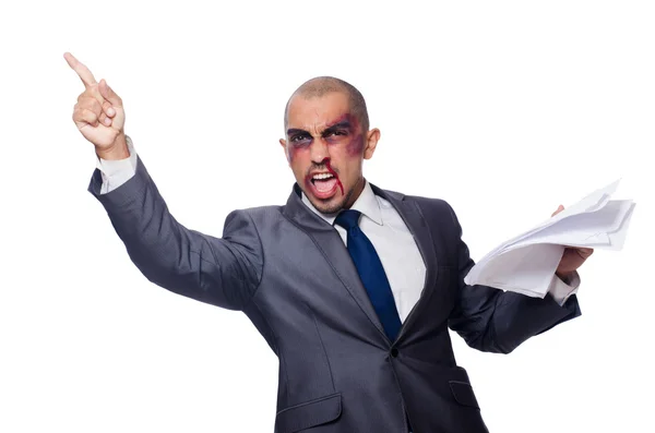 Badly beaten businessman — Stock Photo, Image