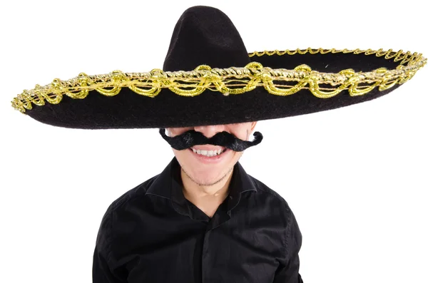 Mexicano engraçado com chapéu sombrero — Fotografia de Stock