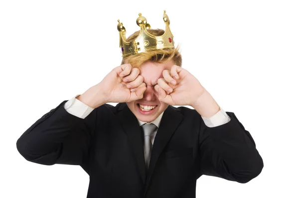 Businessman with crown — Stock Photo, Image