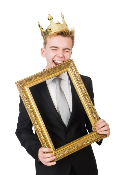 Man with picture frame — Stock Photo, Image