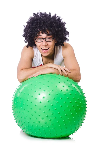 Hombre con pelota suiza —  Fotos de Stock