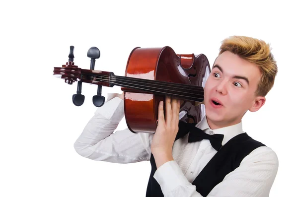 Uomo divertente con violino — Foto Stock