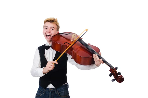 Uomo divertente con violino — Foto Stock