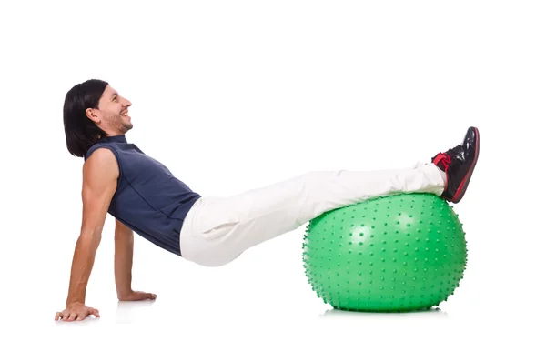 Hombre con pelota suiza —  Fotos de Stock