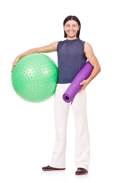 Man with swiss ball — Stock Photo, Image