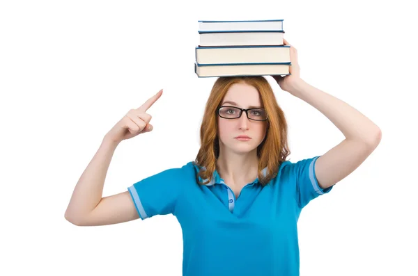 Estudiante con pila de libros —  Fotos de Stock