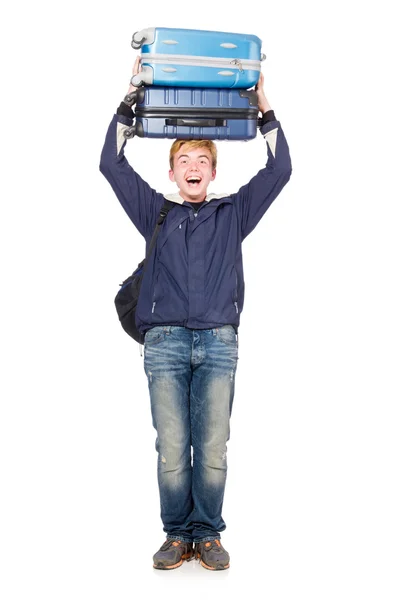 Homme drôle avec des bagages — Photo