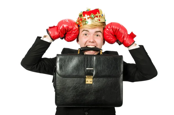 Businessman with crown — Stock Photo, Image