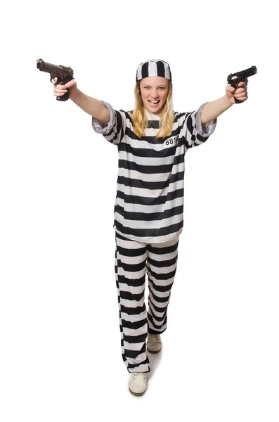 Donna prigioniera con pistole — Foto Stock