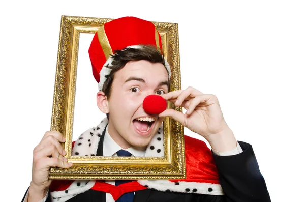 Vtipný obchodník s klaunským nosem — Stock fotografie