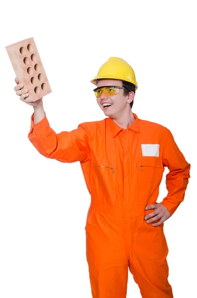 Man with brick — Stock Photo, Image