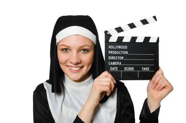 Nunna med film board — Stockfoto