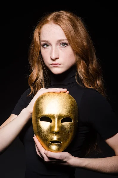 Redhead woman with mask — Stock Photo, Image