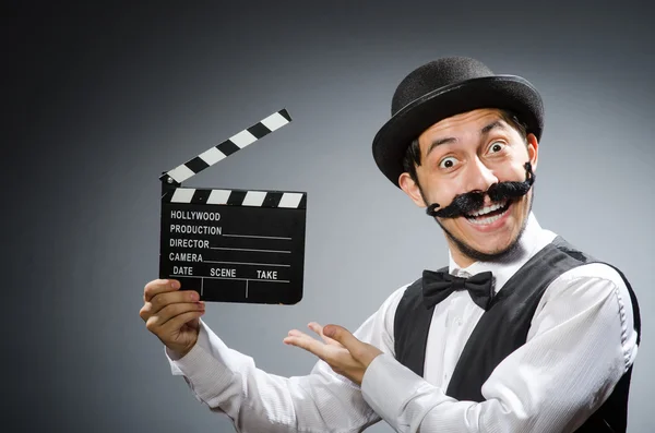 Hombre con película clapper tablero — Foto de Stock