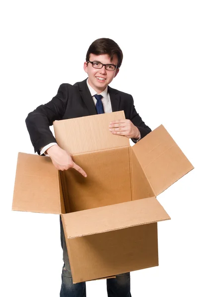 Lustiger Mann mit Schachteln — Stockfoto