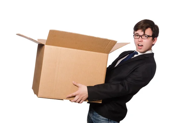 Funny man with boxes — Stock Photo, Image