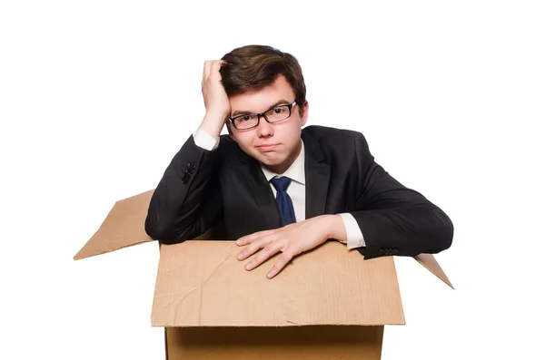 Hombre divertido con cajas — Foto de Stock