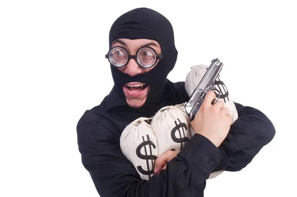 Criminoso engraçado com arma — Fotografia de Stock