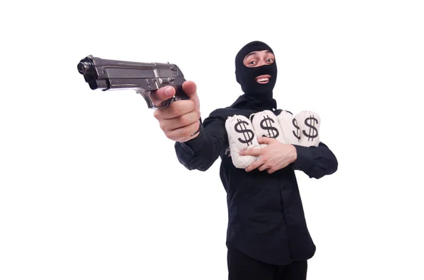 Funny criminal with gun — Stock Photo, Image