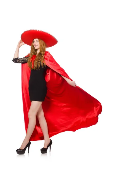 Mulher mexicana em roupas vermelhas — Fotografia de Stock
