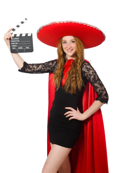 Funny mexican with movie board — Stock Photo, Image