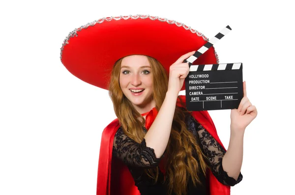 Funny mexican with movie board — Stock Photo, Image