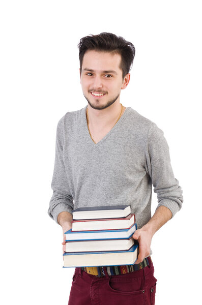 Молодой студент изолирован на белом фоне