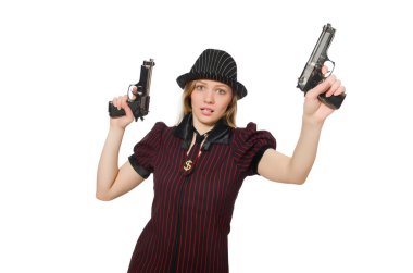 Kadın gangster silahla