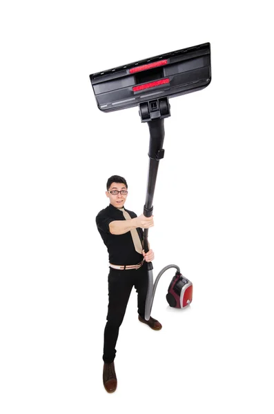 Man with vacuum cleaner — Stock Photo, Image