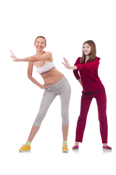 Coppia di donne che fanno esercizi — Foto Stock