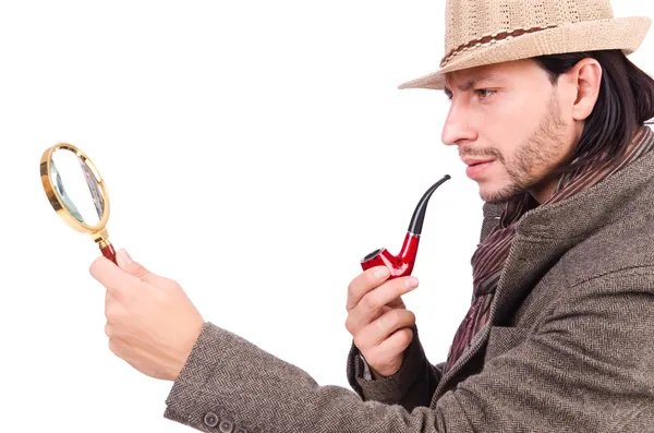 Young detective with pipe — Stock Photo, Image