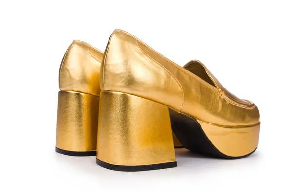 Golden woman shoes — Stock Photo, Image