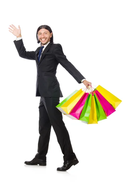 Homme avec des sacs à provisions — Photo