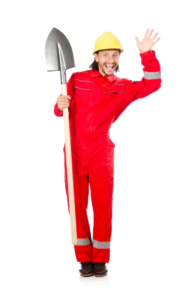 Man in red coveralls — Stock Photo, Image