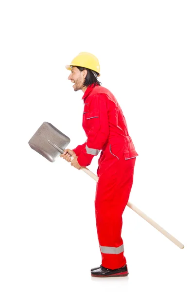 Man in red coveralls — Stock Photo, Image