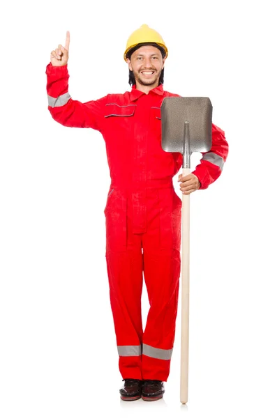 Man in red coveralls — Stock Photo, Image