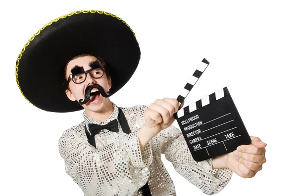 Funny mexican with movie board — Stock Photo, Image