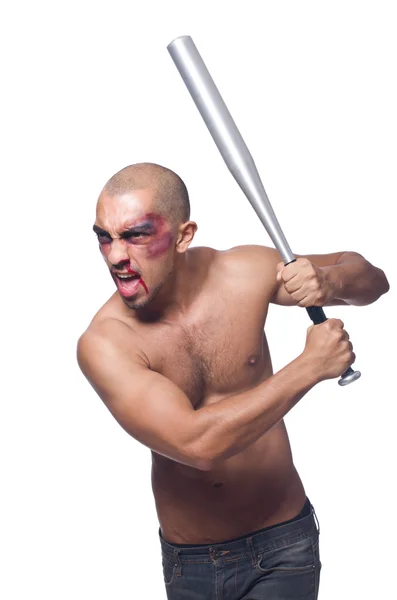 Ripped man with baseball bat — Stock Photo, Image